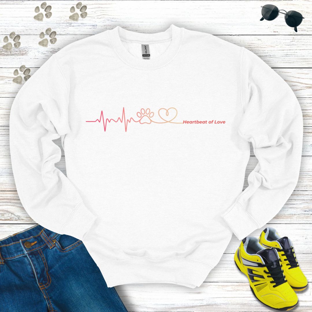 Heartbeat of Love  – Paw to Heart Minimalist Crewneck Sweatshirt