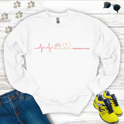 Heartbeat of Love  – Paw to Heart Minimalist Crewneck Sweatshirt