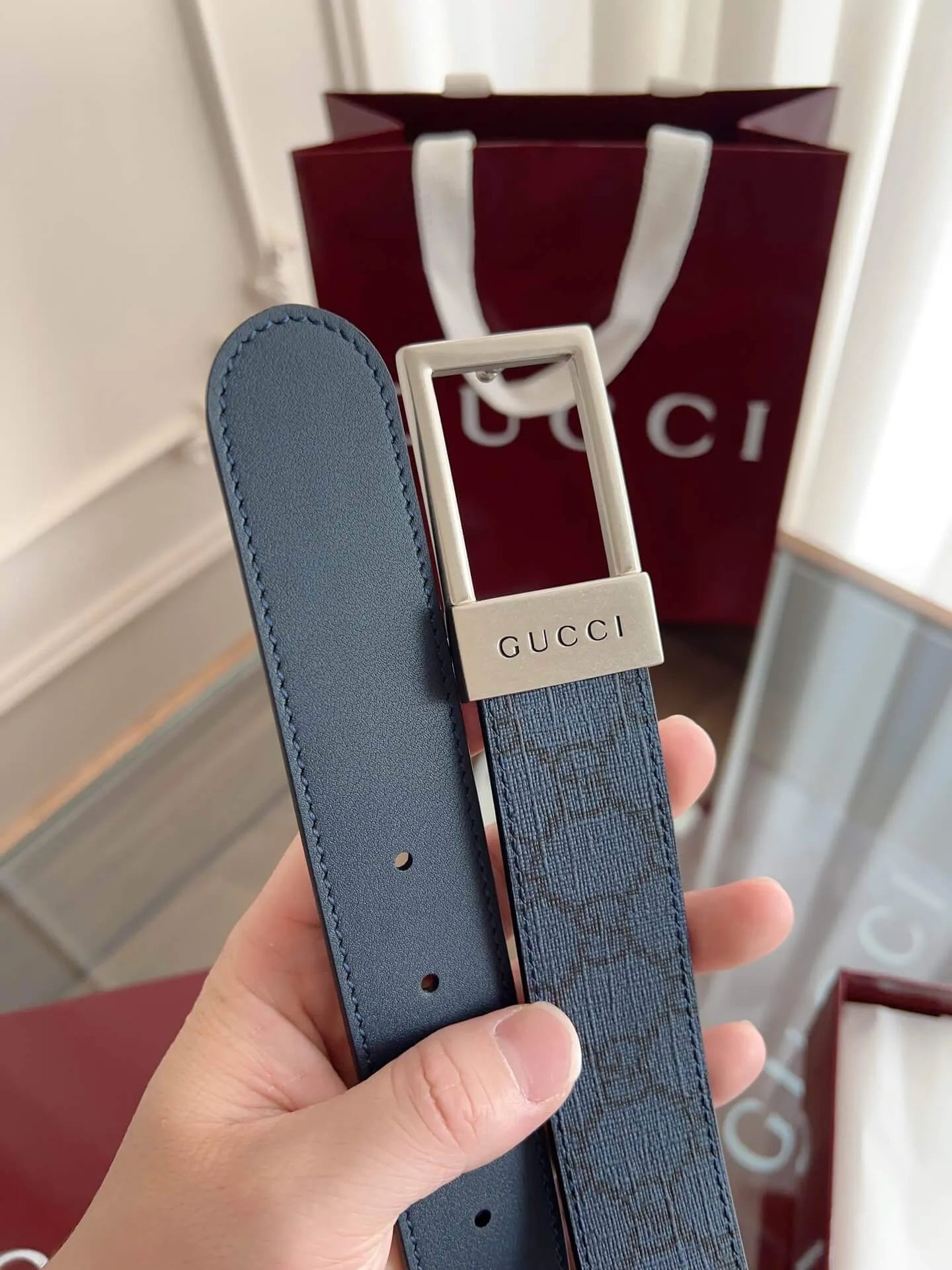 Square Buckle Leather Belt