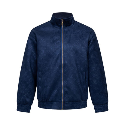 Subtle Jacquard Grain Leather Jacket