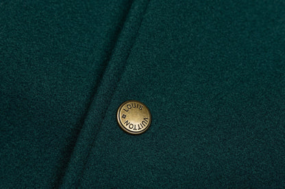 Green Shearling Collar Baseball Jacket