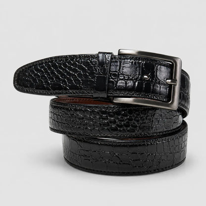 Reversible Men's Leather Belt – Black & Brown Croc | 2-in-1 Rotating Buckle