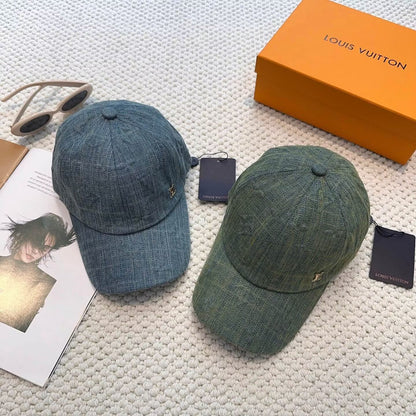 Textured Fabric Metal-Emblem Baseball Cap