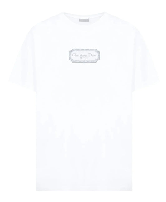 Rectangular Brand Print Crewneck T-Shirt