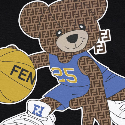 Teddy Bear Basketball Print Sweatshirt
