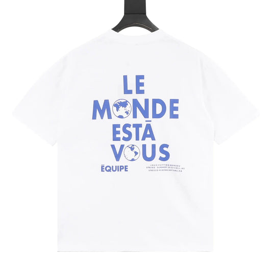 French Slogan Globe Back Print T-Shirt