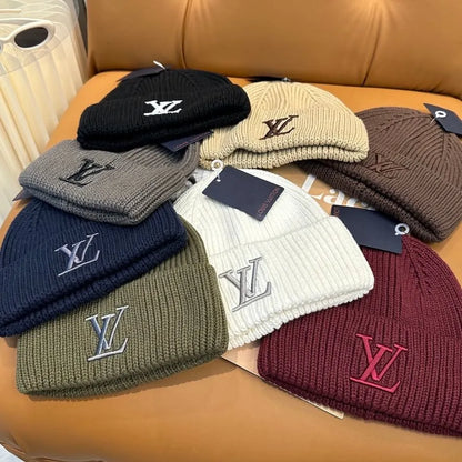 Multi-Color Large Emblem Knitted Warm Beanie