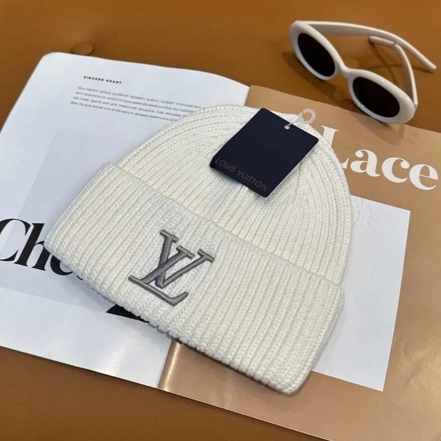 Multi-Color Large Emblem Knitted Warm Beanie