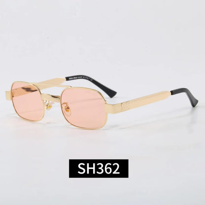 Double Bridge Metal Rectangle Sunglasses