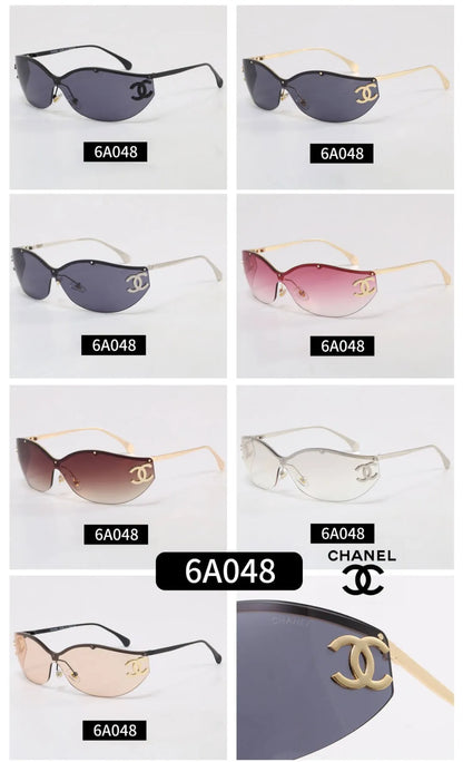Curved Rimless Wrap Shades Sunglasses