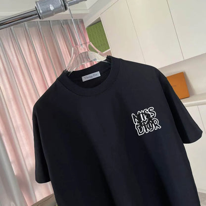 Contrast Logo Crew Neck Casual T‑Shirt