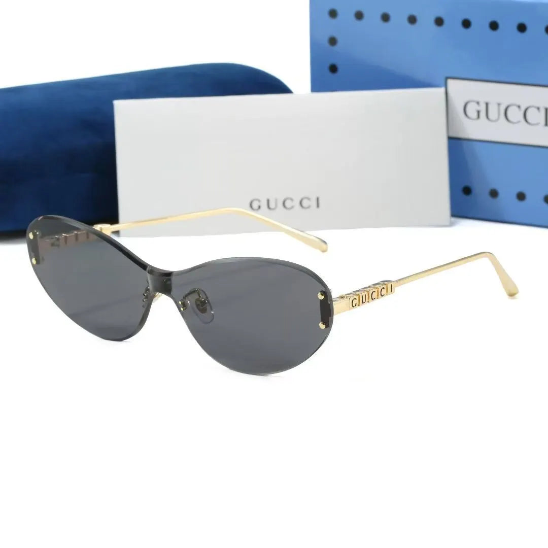 Shield Rimless Cat-Eye Sunglasses