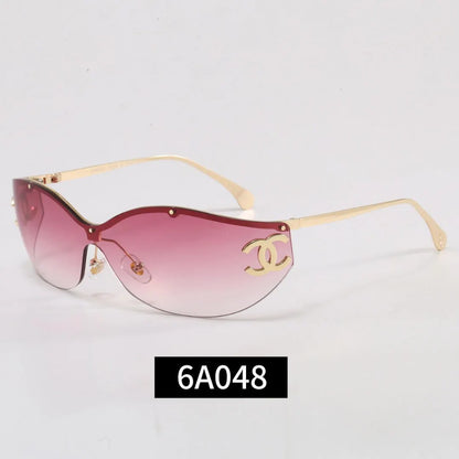 Curved Rimless Wrap Shades Sunglasses