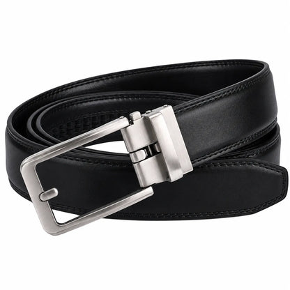 Smart Fit Auto Lock Genuine Leather Belt for Men – Adjustable Ratchet Belt - Black