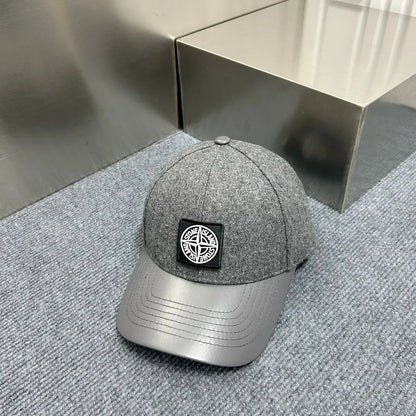 Wool blend patchwork baseball cap