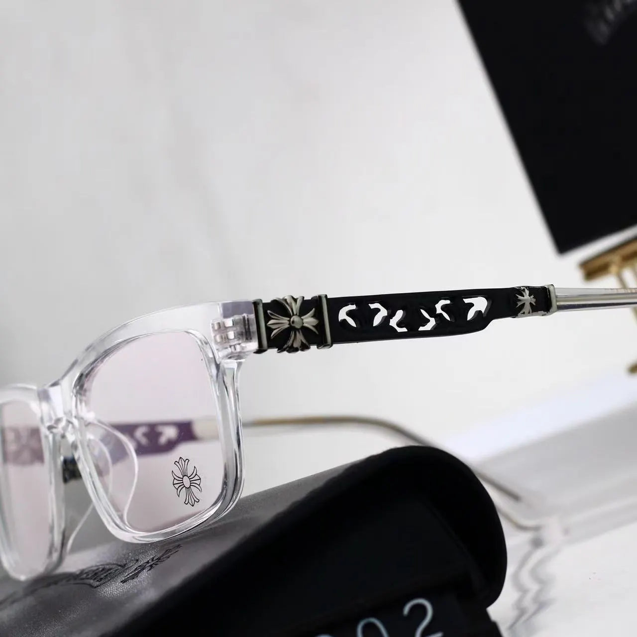 Cross Cutout Temple Optical Glasses