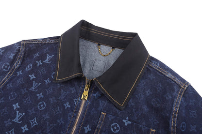All-Over Print Denim Workwear Jacket