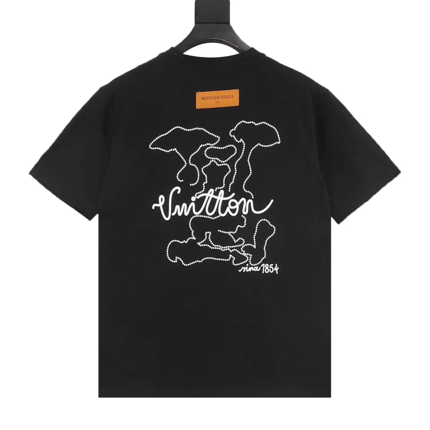Dotted Outline Cursive Dual-Sided Print T-Shirt