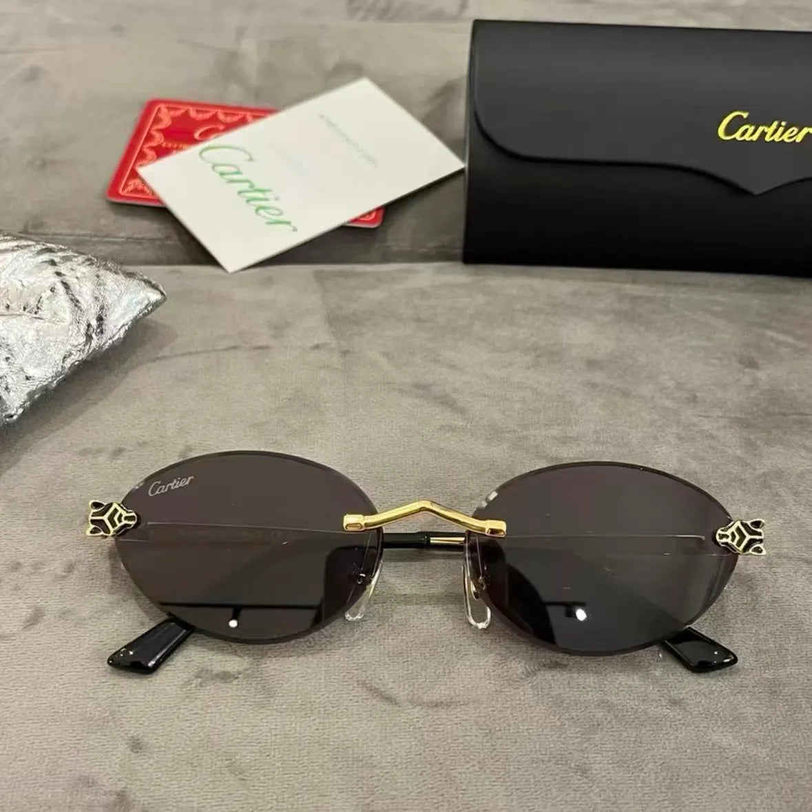 Vintage Panther Head Rimless Sunglasses