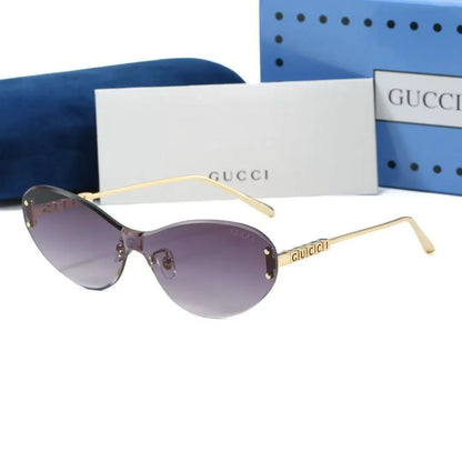 Shield Rimless Cat-Eye Sunglasses