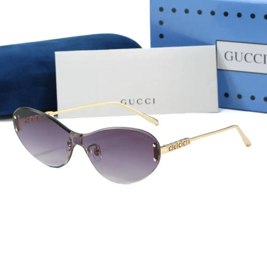 Shield Rimless Cat-Eye Sunglasses
