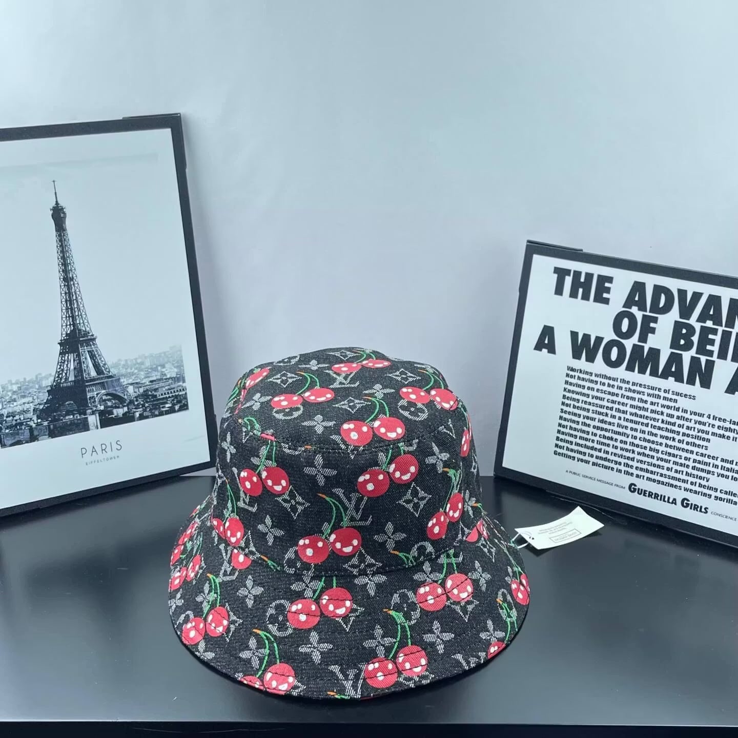 Cherry Monogram Denim Bucket Hat