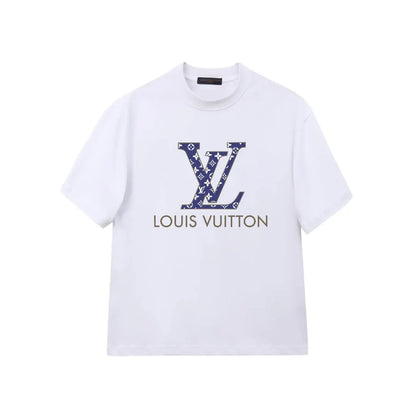 Blue Pattern Letter Print T-Shirt