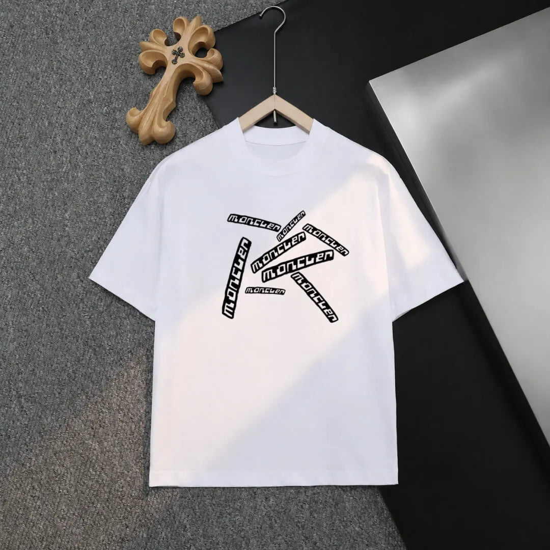 Radial Staggered Logo Crew Neck T‑shirt