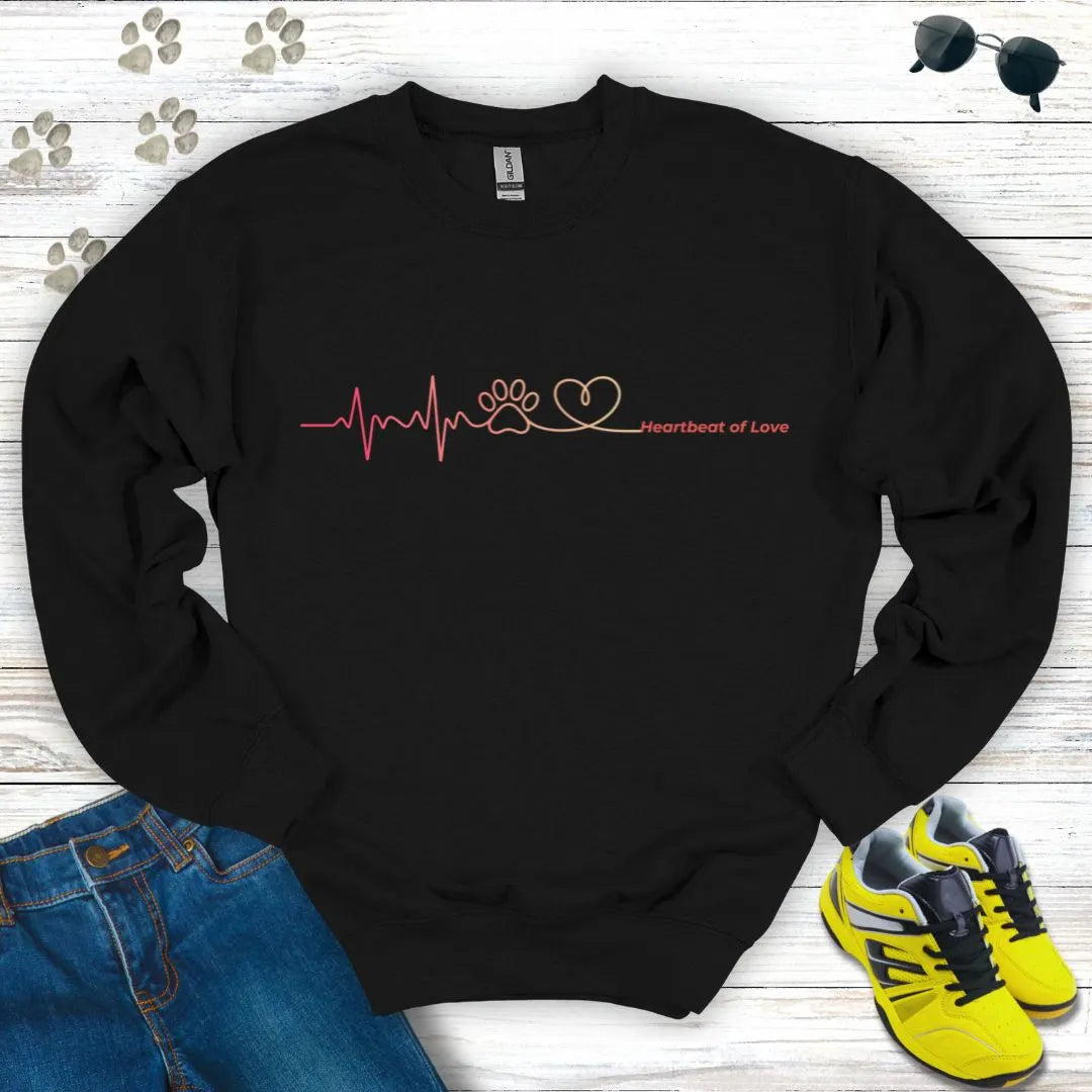 Heartbeat of Love  – Paw to Heart Minimalist Crewneck Sweatshirt