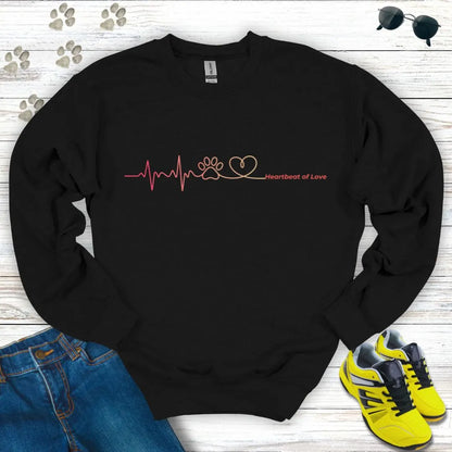 Heartbeat of Love  – Paw to Heart Minimalist Crewneck Sweatshirt