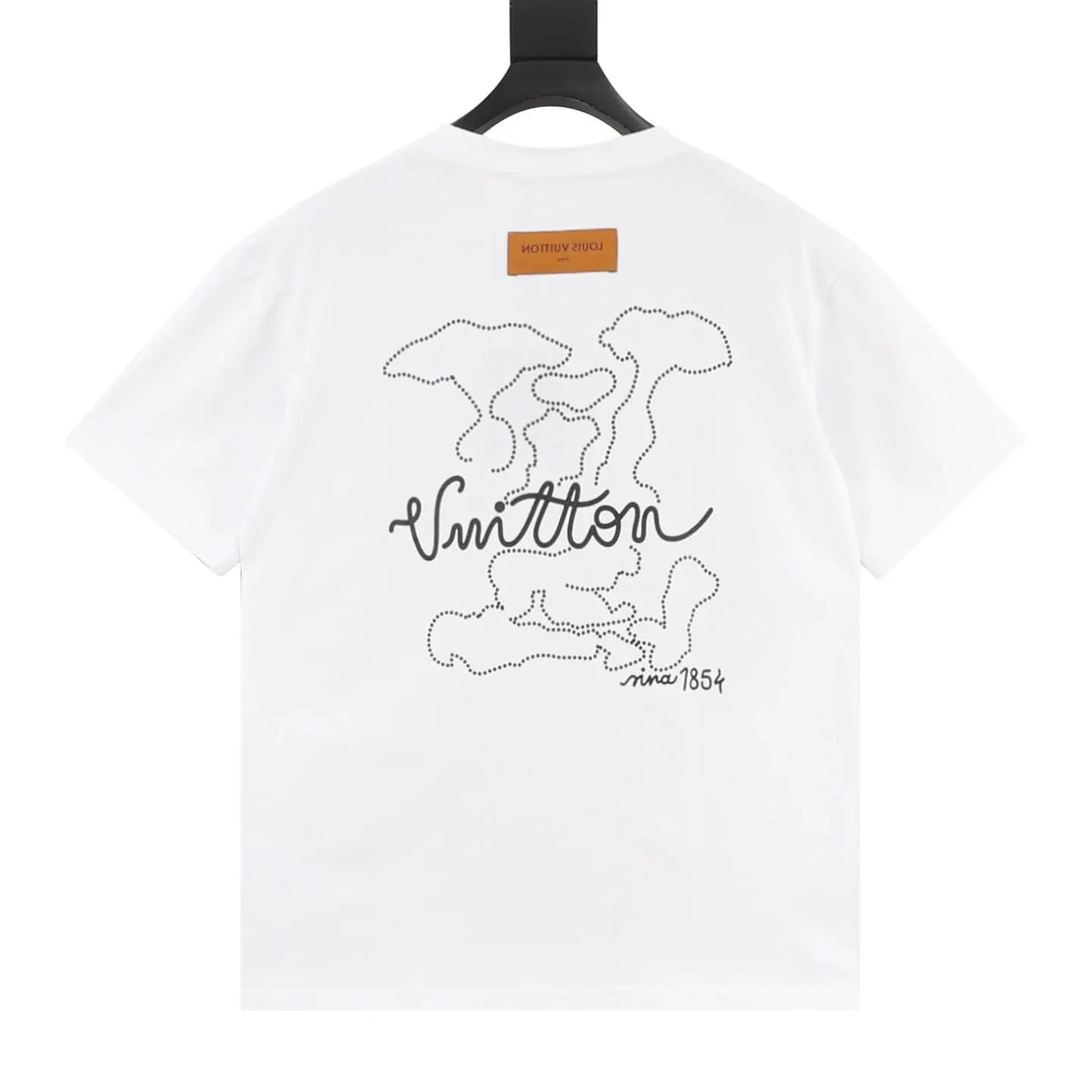 Dotted Outline Cursive Dual-Sided Print T-Shirt