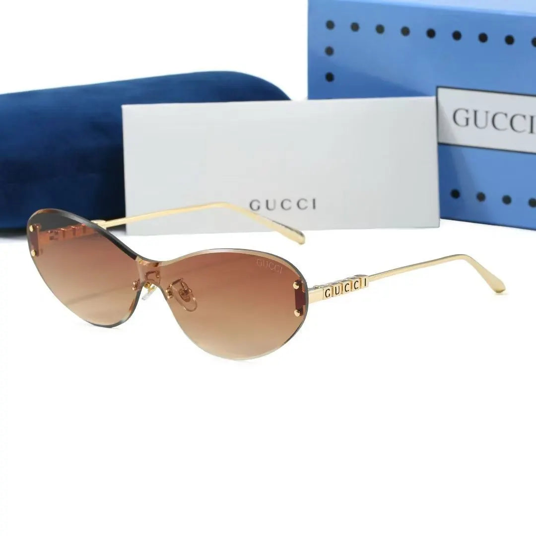 Shield Rimless Cat-Eye Sunglasses