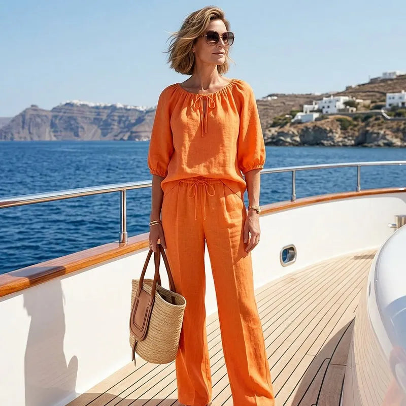 💝💝 Women's Drawstring Top &amp; Pants 2-Piece Set – Relaxed Fit, Comfortable &amp; Perfect for Lounging or Everyday Style 🌸