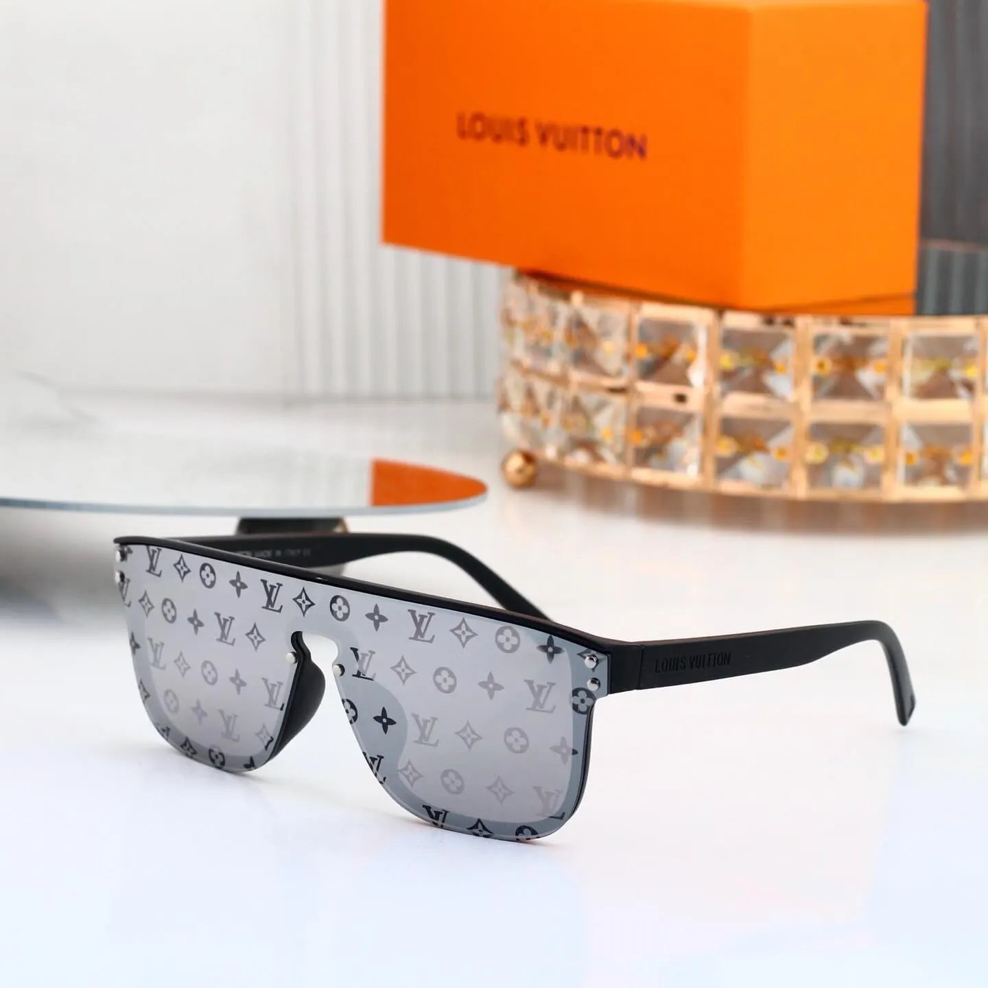 All-Over Print Square Shield Sunglasses