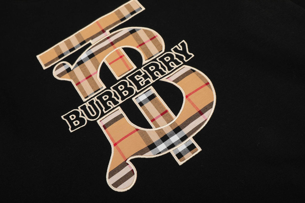 Plaid Letter Embroidery Sweatshirt