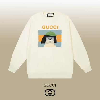 Short Hair Puppy Print Sweatshirt