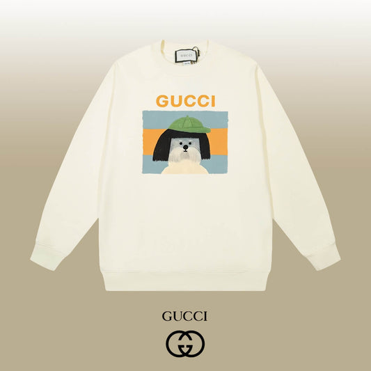 Short Hair Puppy Print Sweatshirt