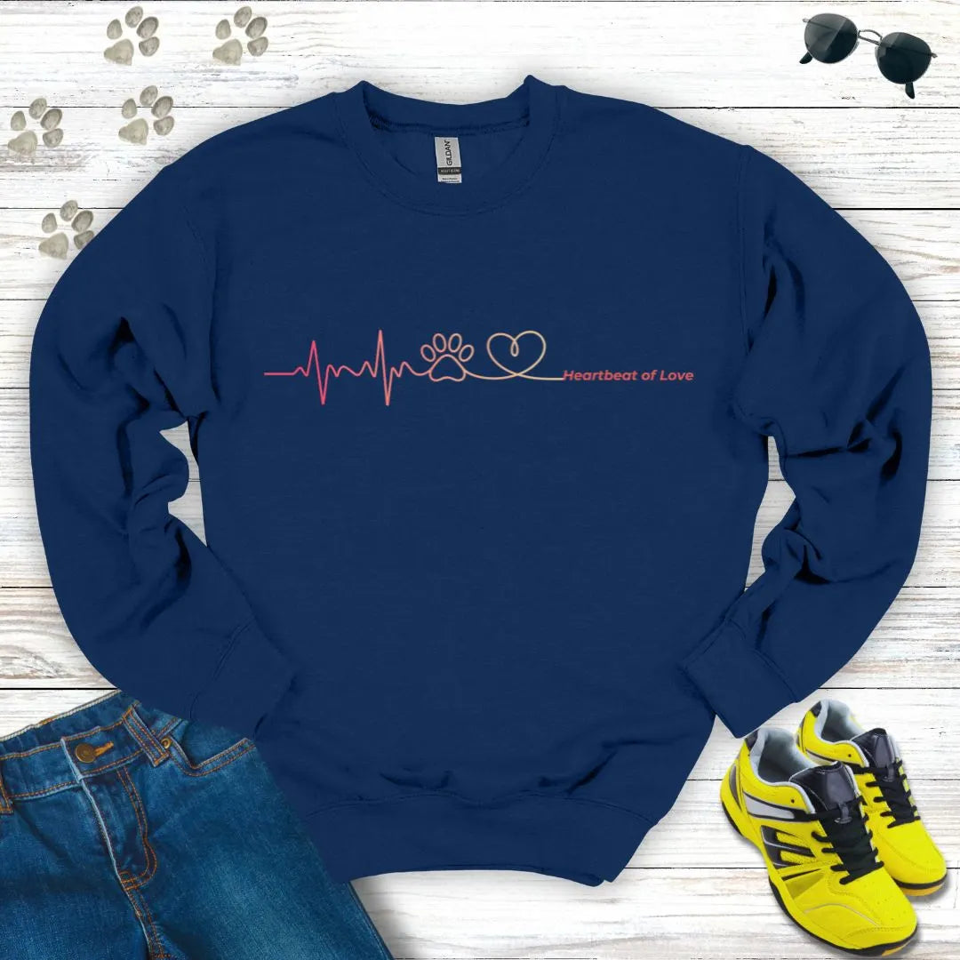 Heartbeat of Love  – Paw to Heart Minimalist Crewneck Sweatshirt