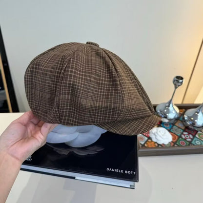 Plaid Retro Literary Style Beret Hat