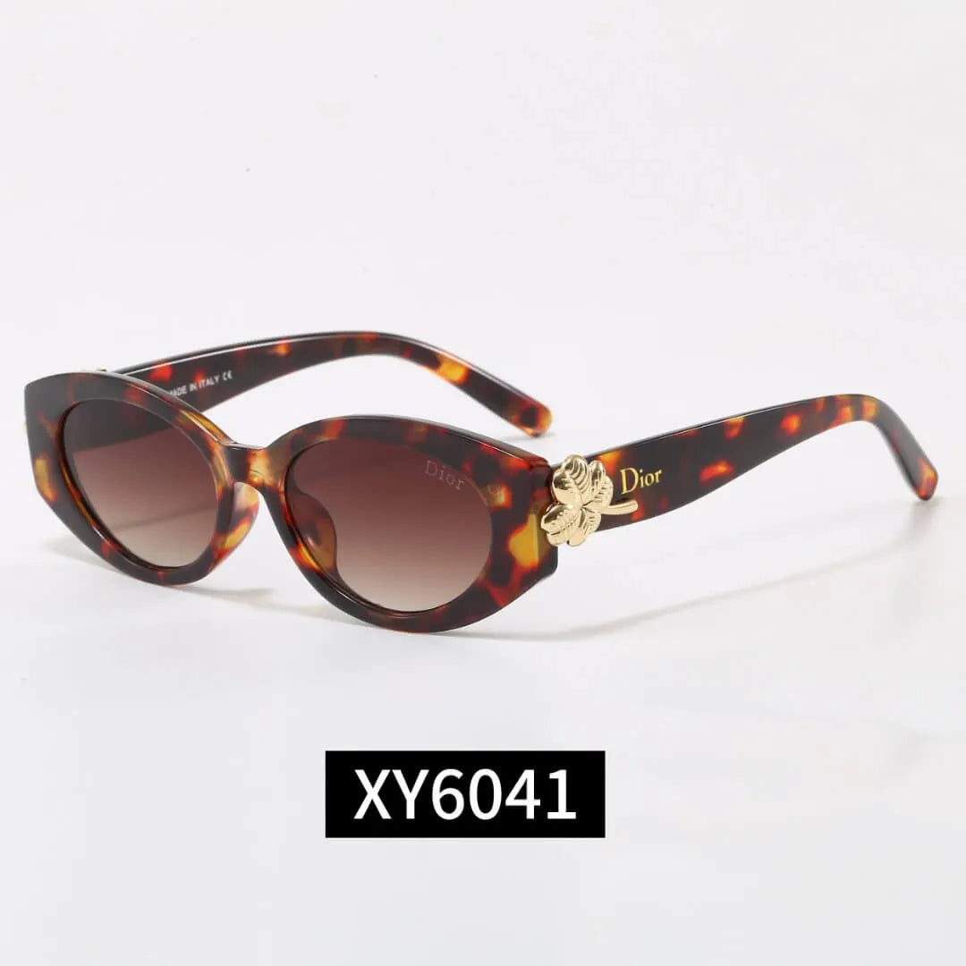 Oval Clover Decor Sunglasses