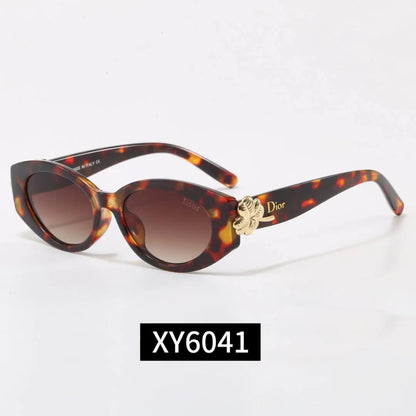 Oval Clover Decor Sunglasses