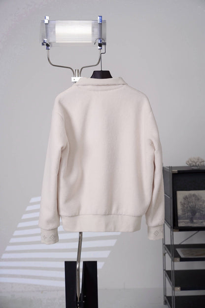 Stand Collar Jacquard Fleece Zip Jacket