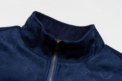 Subtle Jacquard Grain Leather Jacket