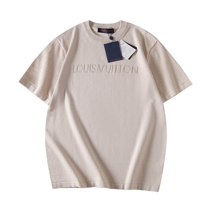 Letter Jacquard Mesh Knit T-Shirt