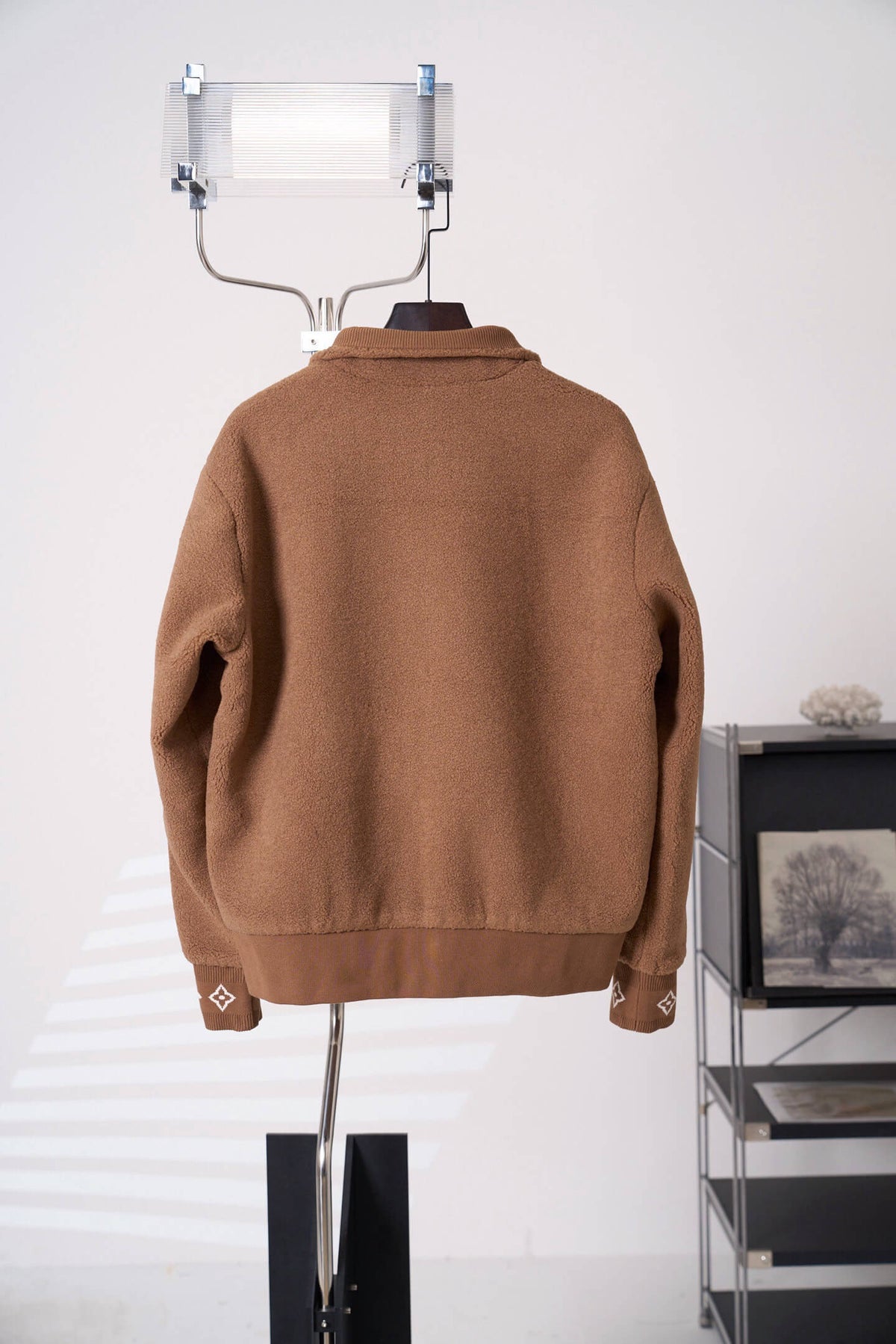 Stand Collar Jacquard Fleece Zip Jacket