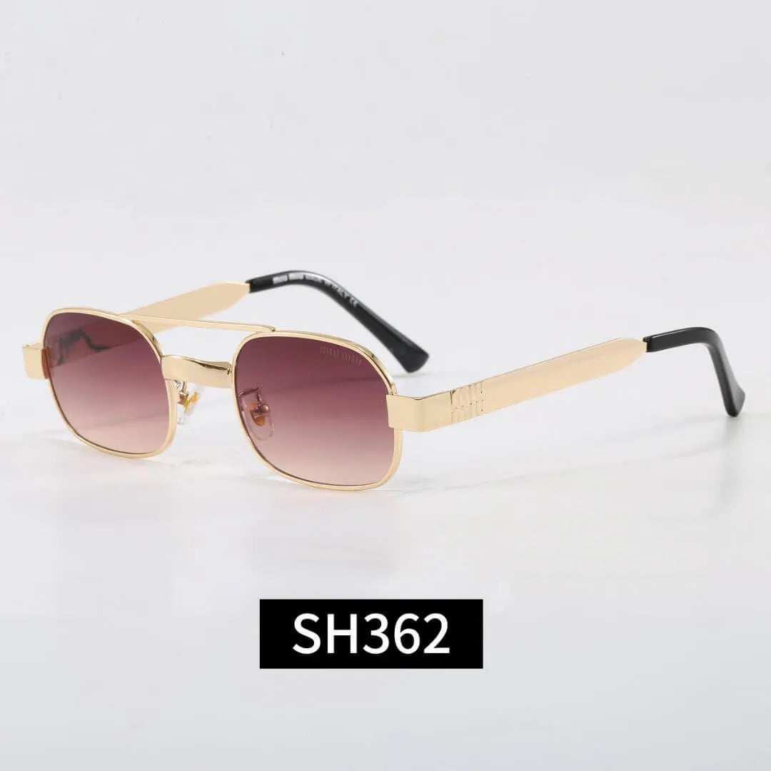 Double Bridge Metal Rectangle Sunglasses
