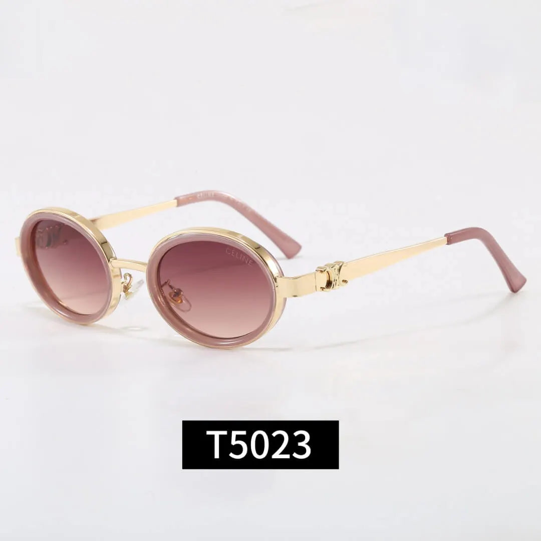 Round Metal Frame Triomphe Logo Sunglasses