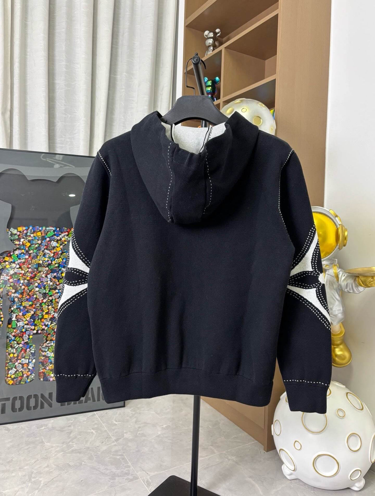 Intarsia Wool Zip-Up Jacket