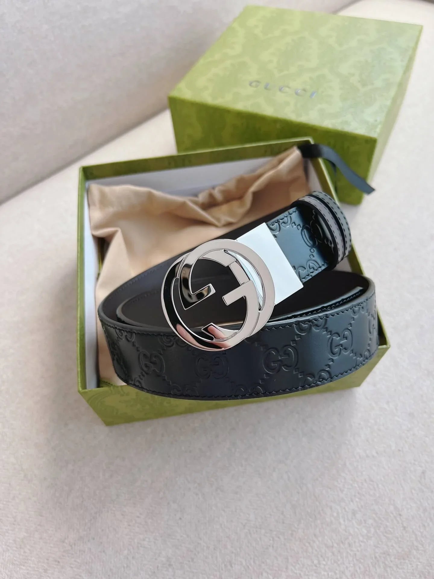 Classic Embossed Calfskin Leather Belt