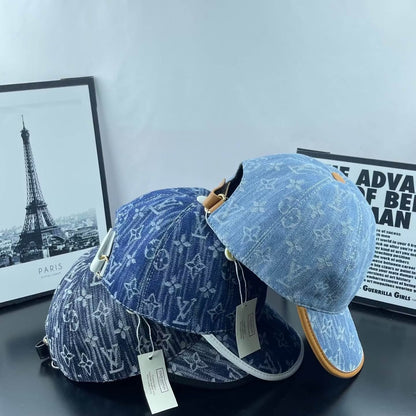 Color-Block Brim Denim Dome Cap